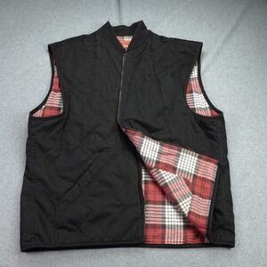 Vintage Marlboro Country Store Vest Mens Large Black Reversible Plaid Lined 90s